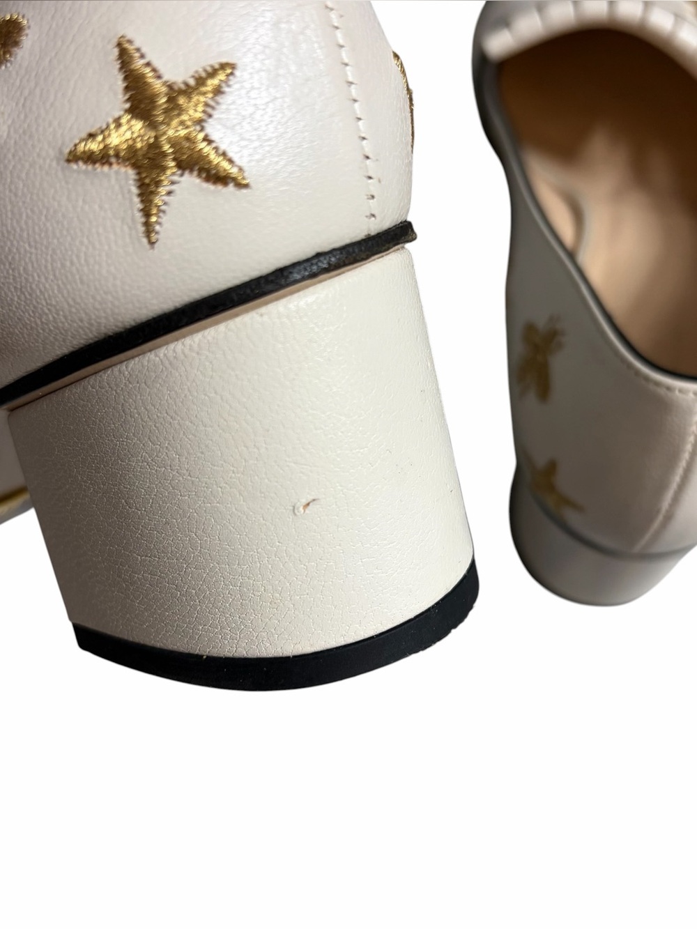 Gucci Marmont embroidered leather mid-heel pumps embroidered bees stars - Picture 5 of 14